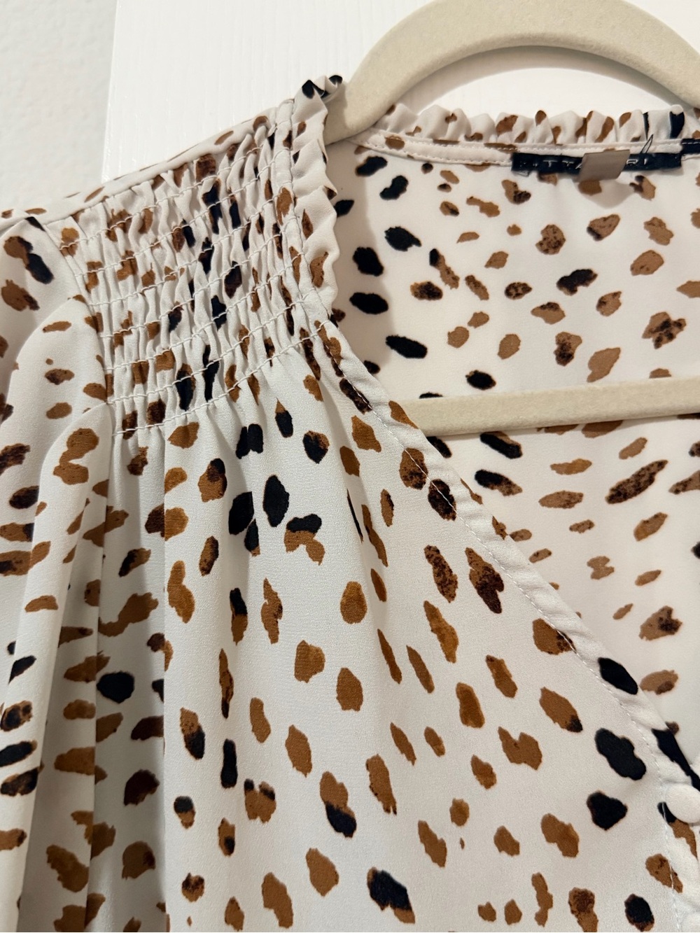 Tahari Animal Print Blouse with Ruffled Sleeves - Picture 5 of 6